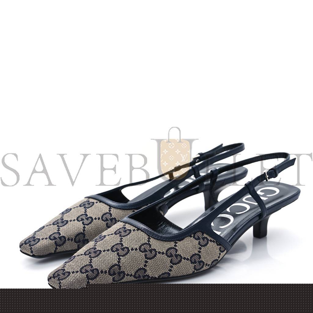 G*u*i gg monogram malaga kid square g 35mm slingback pumps 38 beige blue p00677619